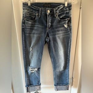 Silver Jeans Co Elyse Women's Capri Mid Rise Stretch Size W25/L 22 1/2